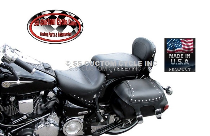 One Size Black Mustang Vintage Wide Touring 2-Piece Seat for Yamaha 1999-2014 Road Star 1600/1700 