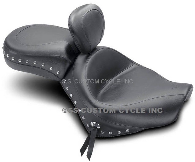 Mustang Wide Touring Two Piece Studded Seat With Driver Backrest Honda Vt750 Aero Vt750c2 Spirit Shadow Phantom Vt750c2 Ss Custom Cycle