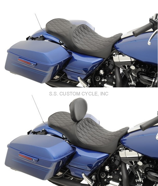 Low-Profile Rider and Passenger Seat Two Up Leather Seat Fit For Harley Road King Road Glide Street Glide FLHX Electra Glide Ultra Classic 2009-2020 